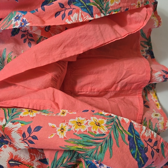 GAP Kids Girls Pink Tropical Floral Tiered Dress Size Small 6/7‎ Luau Cotton - Picture 11 of 13